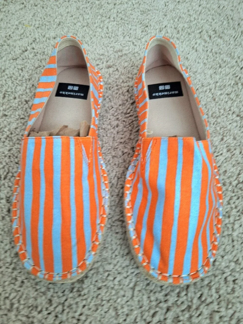 Marimekko x Uniqlo Women's Orange Blue Striped Comfy Espadrilles Size Medium 6.5